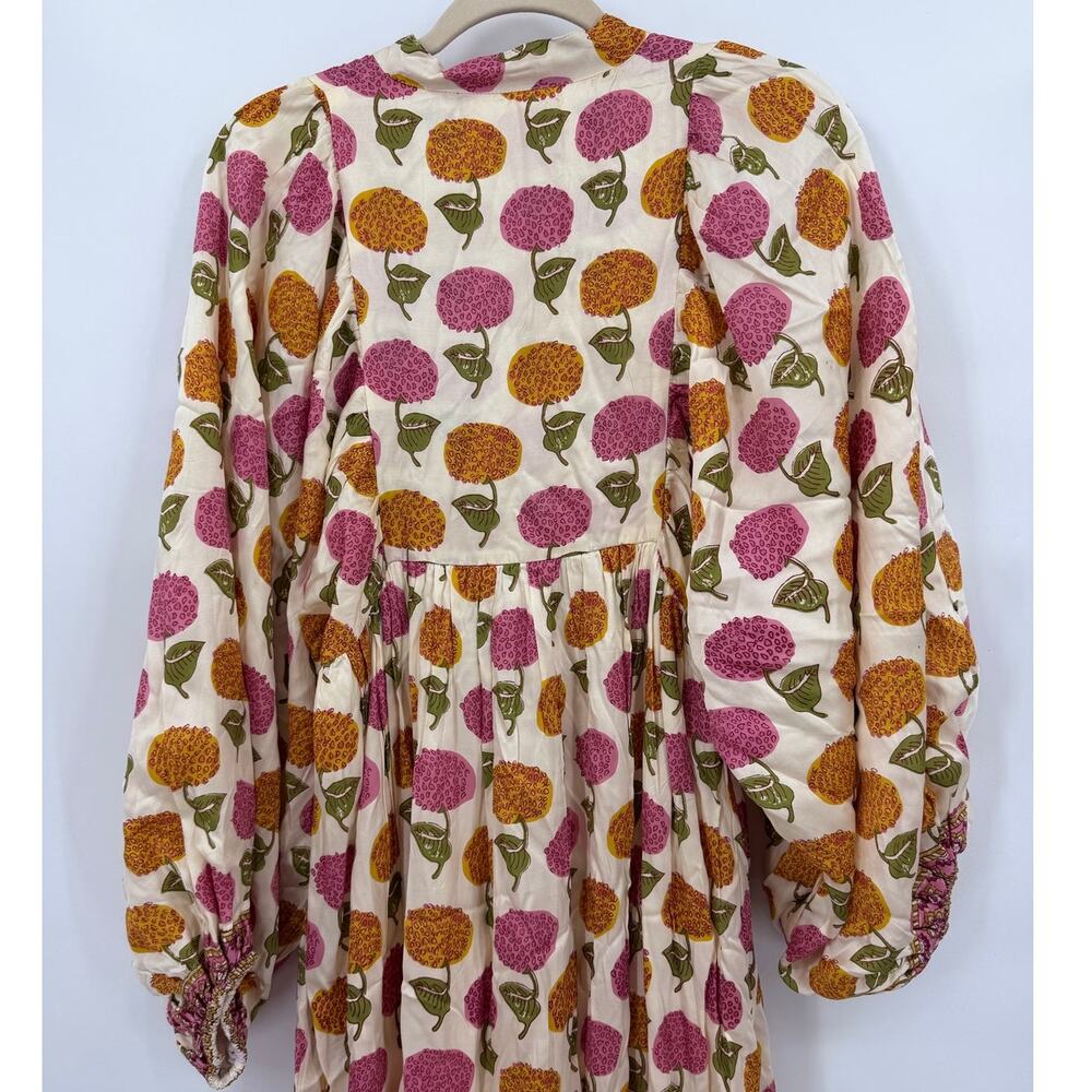 Clara The Label Pink Orange Floral Balloon Sleeve Maxi Dress XS NWT - Picture 5 of 10